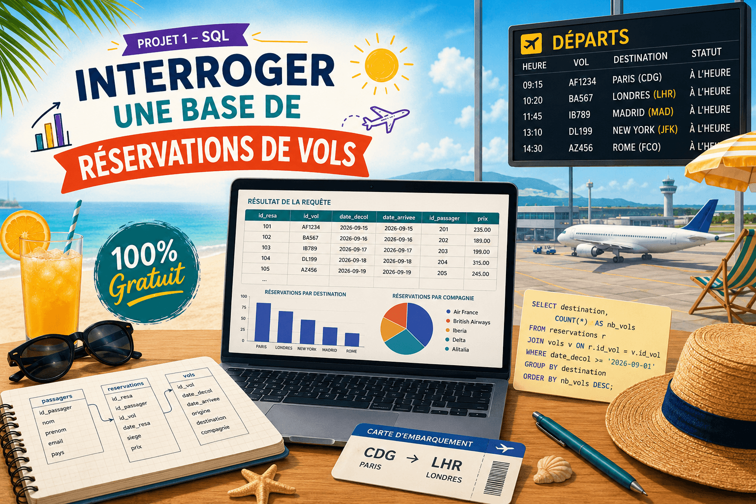 Interroger une base de réservations de vols