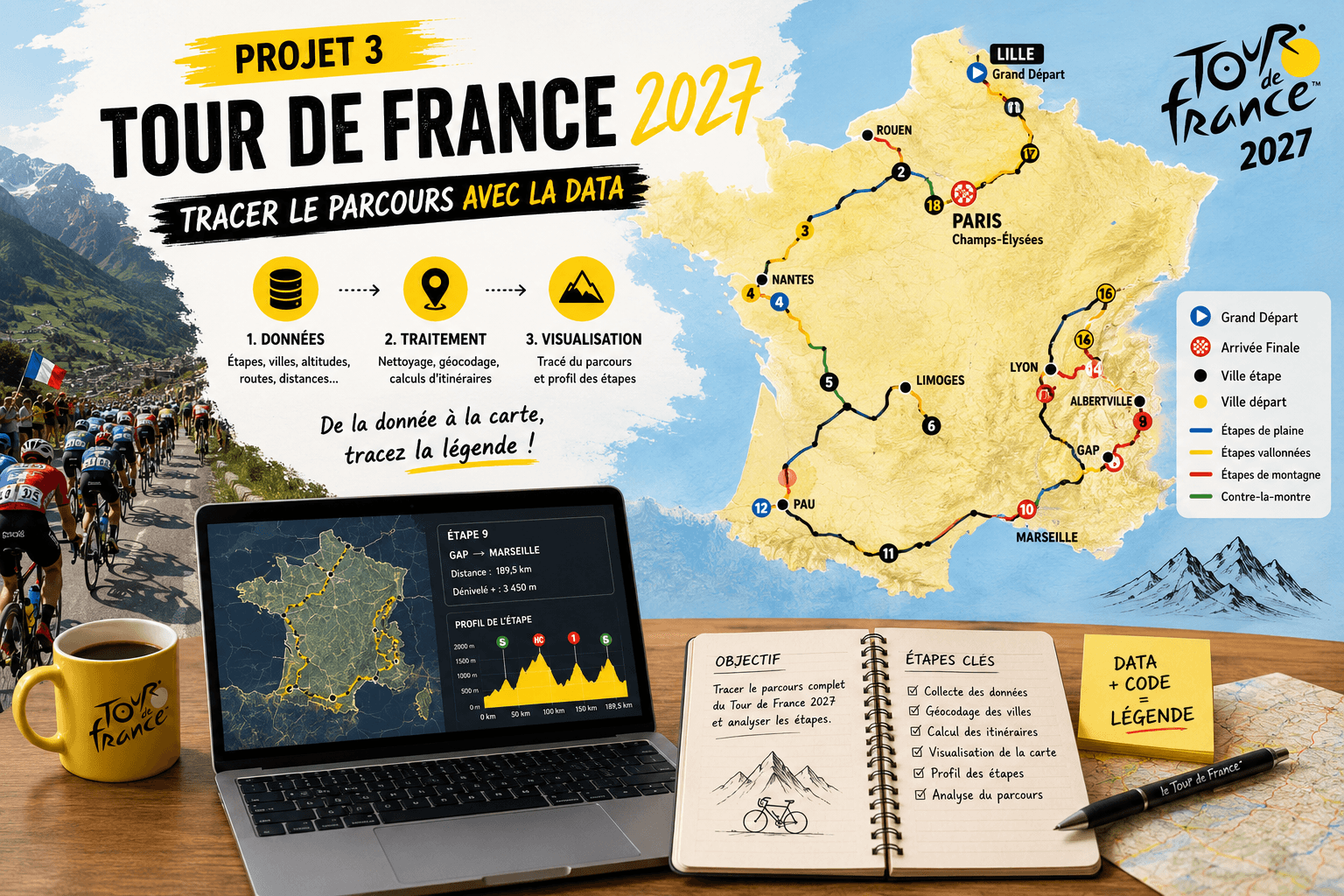 Dessiner le Tour de France 2027 par clustering